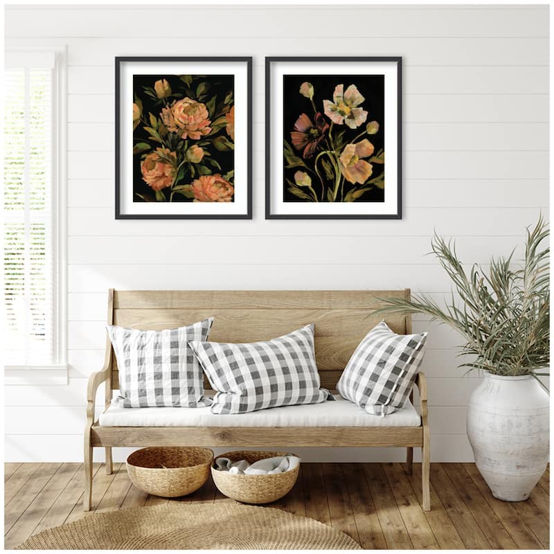 Kate and Laurel Moody Floral 3 & 5 2 Piece Framed Wall Art Print Set by Annie Quigley