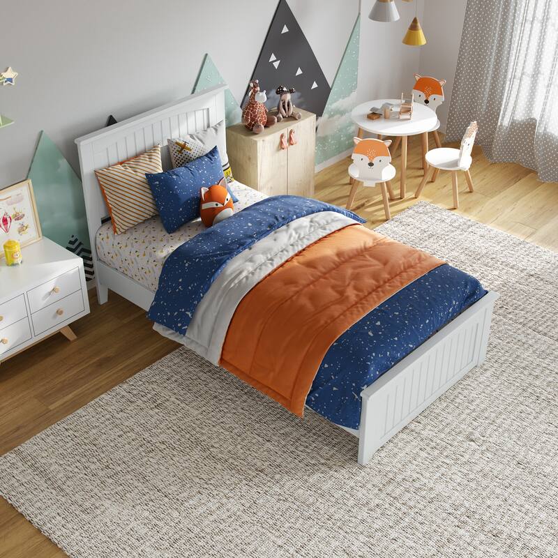 Naples Solid Wood Low Profile Platform Bed with Matching Footboard