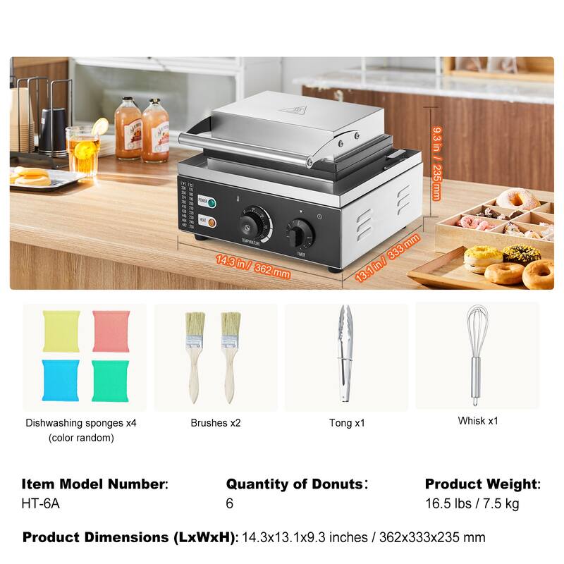 Electric Donut Maker Temperature 122-572℉, for Restaurant and Home Use - 1550W