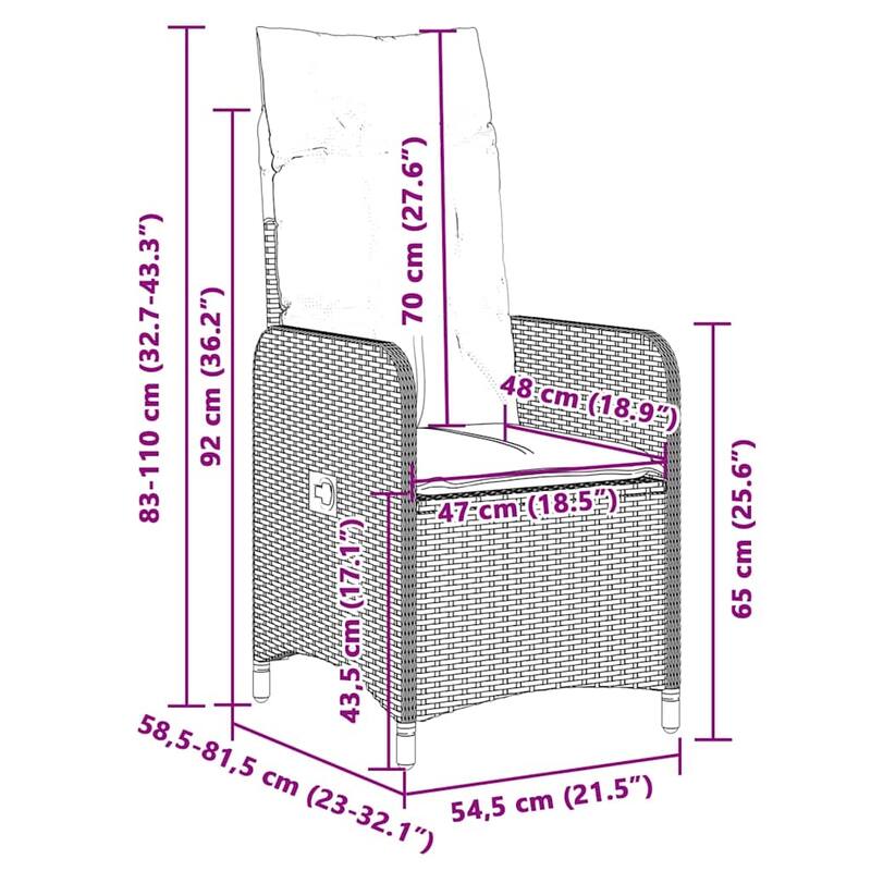 vidaXL Bistro Set Grey - 21.5 x 23.0 x 36.2