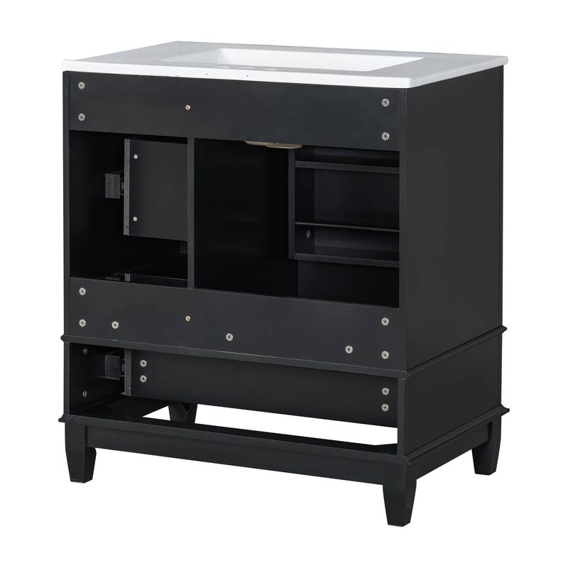 30" Bathroom Vanity with Sink,with Shelf and Three Drawers