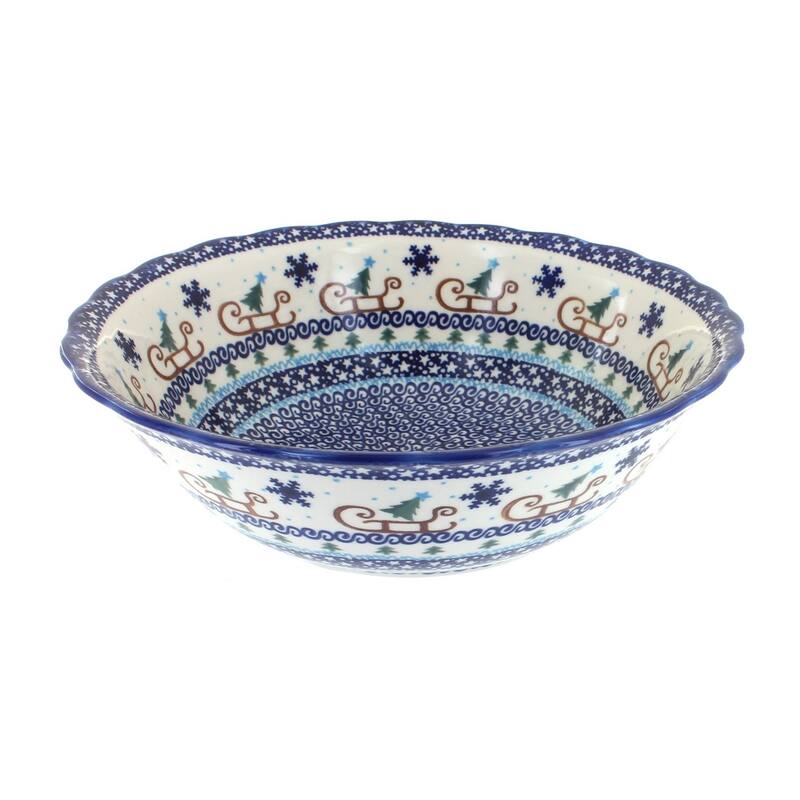 Blue Rose Polish Pottery 204 Vena Large Serving Bowl - Noel Nights