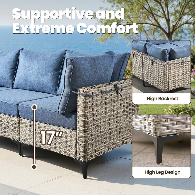 HOOOWOOO 8-piece Outdoor Seating Sofa Patio Wicker Swivel Chair Set
