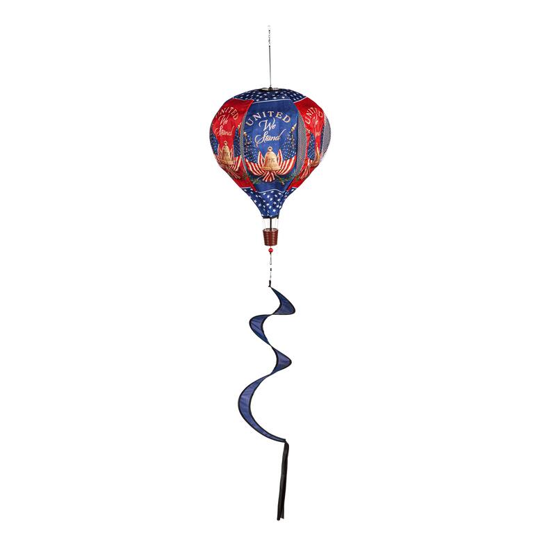 55 in. United We Stand Burlap Balloon Wind Spinner