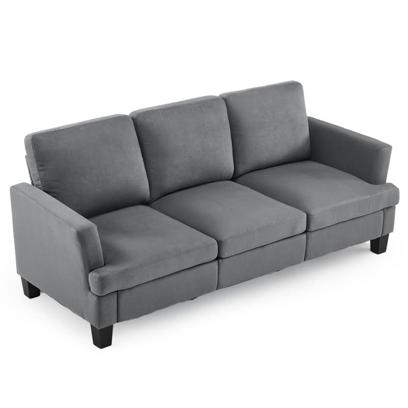 83.5" Upholstered Square Arm Suede Sofa