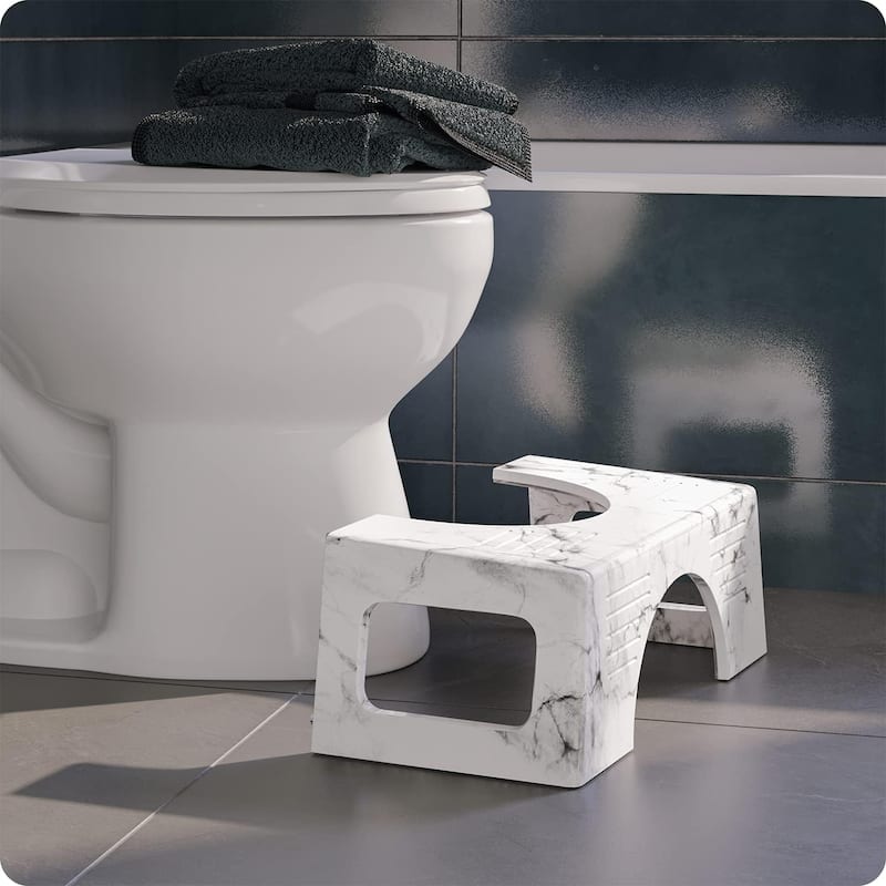 Squatty Potty Carrara Marble Toilet Stool, Gray, 7 Inch Height Poop Step Stool for Bathroom - Gray