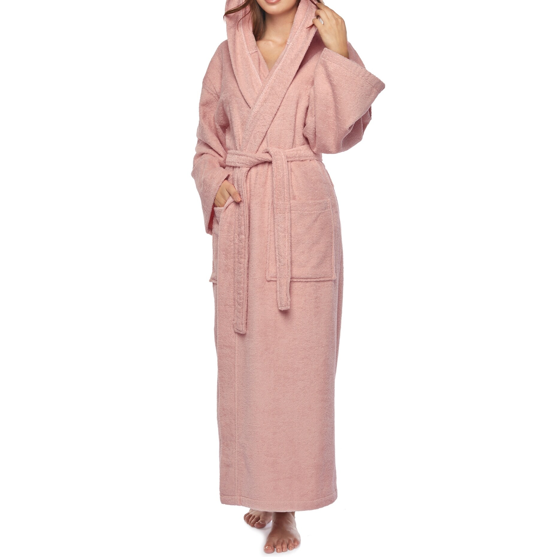Women s Hooded Long Bathrobe Terry Cotton Full Ankle Length Spa Robe On Sale Bed Bath Beyond 38882596