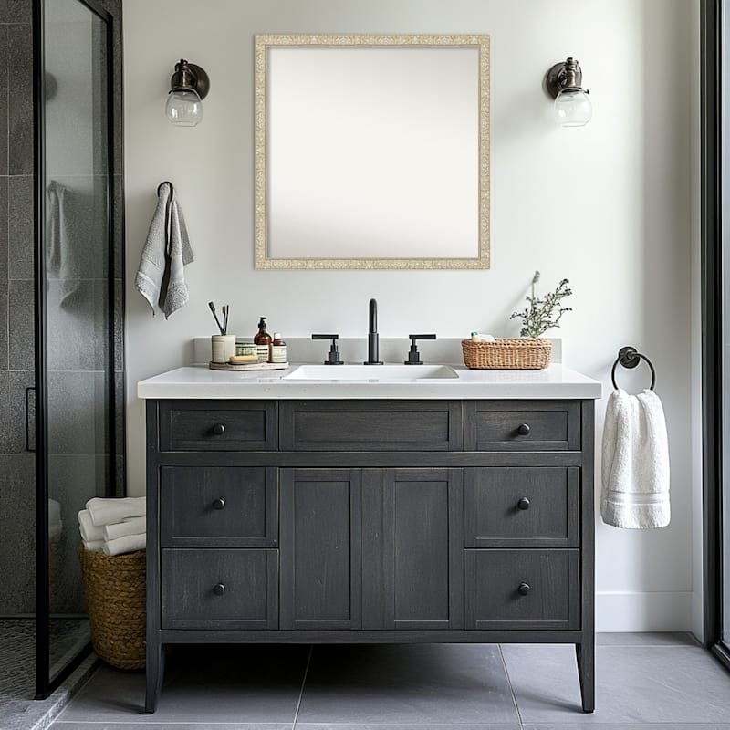 Lila Non-Beveled Wood Framed Bathroom Vanity Wall Mirror