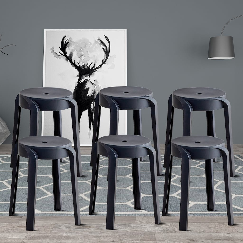 Classic Stackable Plastic Stools - Set of 6
