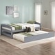 preview thumbnail 11 of 18, Twin Size Solid Pine Platform Kids Bed Frame with Twin Size Trundle, White