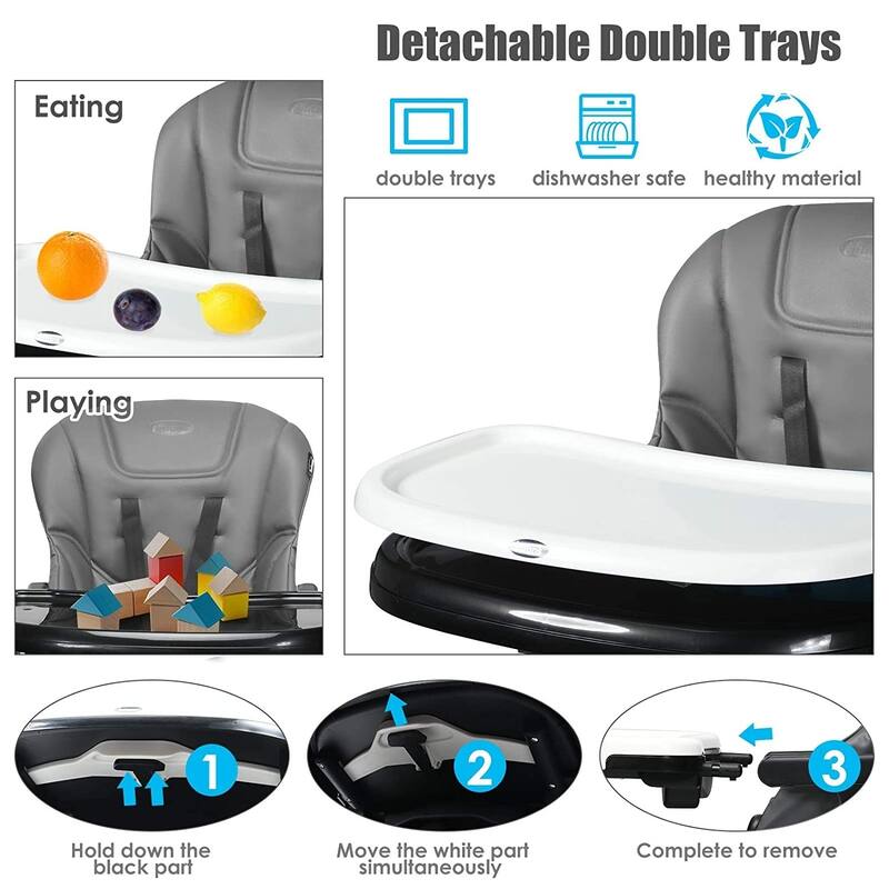 4 in 1 High Chair-Booster Seat with Adjustable Height and Recline - 21 x 28 x 41 inch (MAX)
