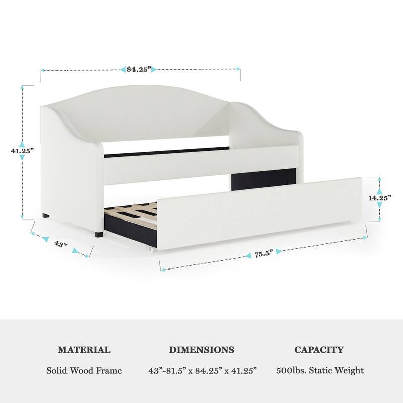Martha Stewart Daybed with Rear Siderail and Pull-Out Trundle