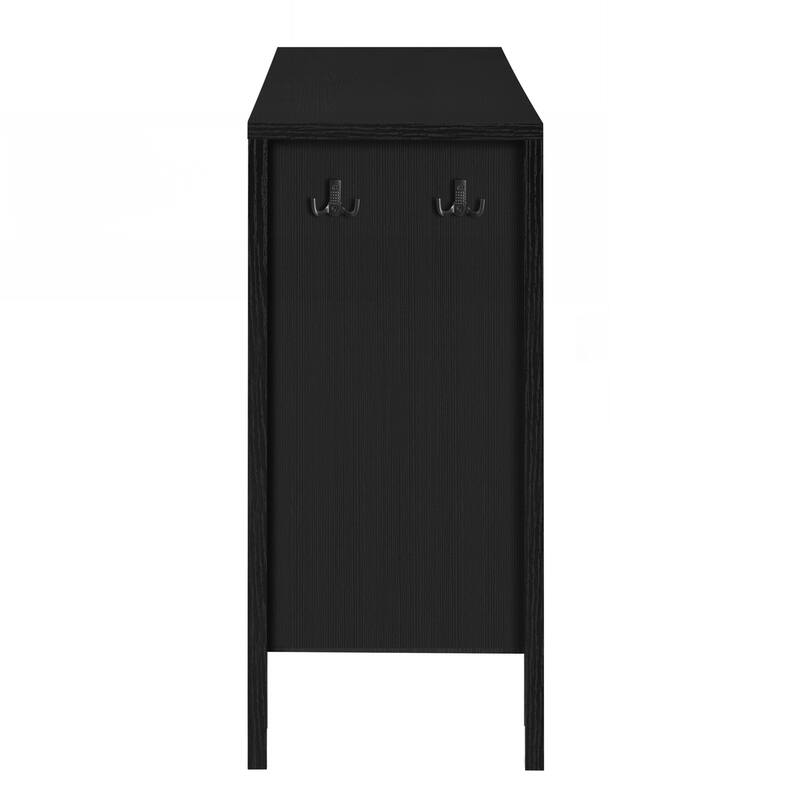4-Door Sideboard with Back-of-Door Storage Racks & Side Hooks, Adjustable Shelves