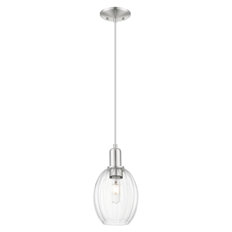 Innovations Lighting Downtown Urban - Preston - 1 Light 6" Bell Shade Cord Hung Mini Pendant - Clear Shade/Brushed Satin Nickel