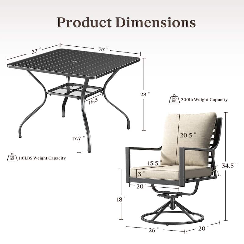 Outdoor Patio Glider Chairs Beige Cushion Set
