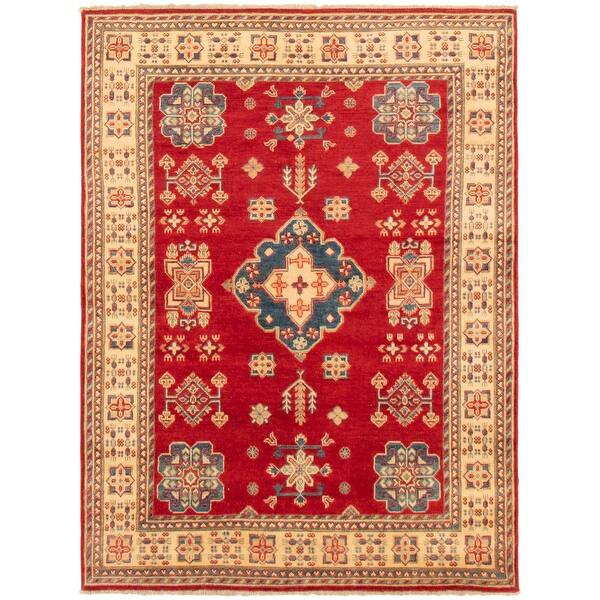 eCarpet Gallery Area Rug for Living Room Hand-Knotted Wool Rug Bedroom Bold and Colorful Bordered Red Kilim 4'2 x 6'6 346280 eCarpet Gallery Area Rug for Living Room Hand-Knotted Wool Rug Bedroom Bold and Colorful Bordered Red Kilim 4'2 x 6'6 346280