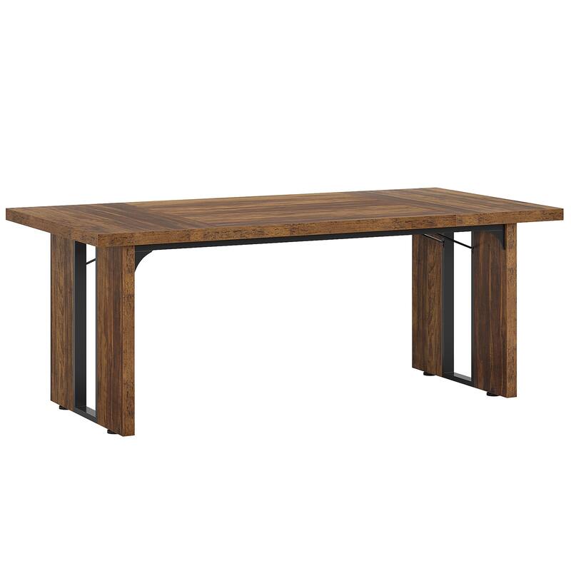 71" Rustic Farmhouse Dining Table for 6-8 People - Large Rectangular Kitchen Table, Wood Dining Room Table for Family Meals