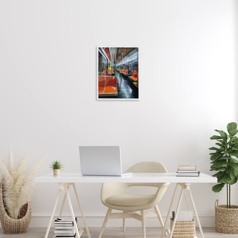 Stupell Bird Character in Subway Train Framed Giclee Art Design By Keith Thomson