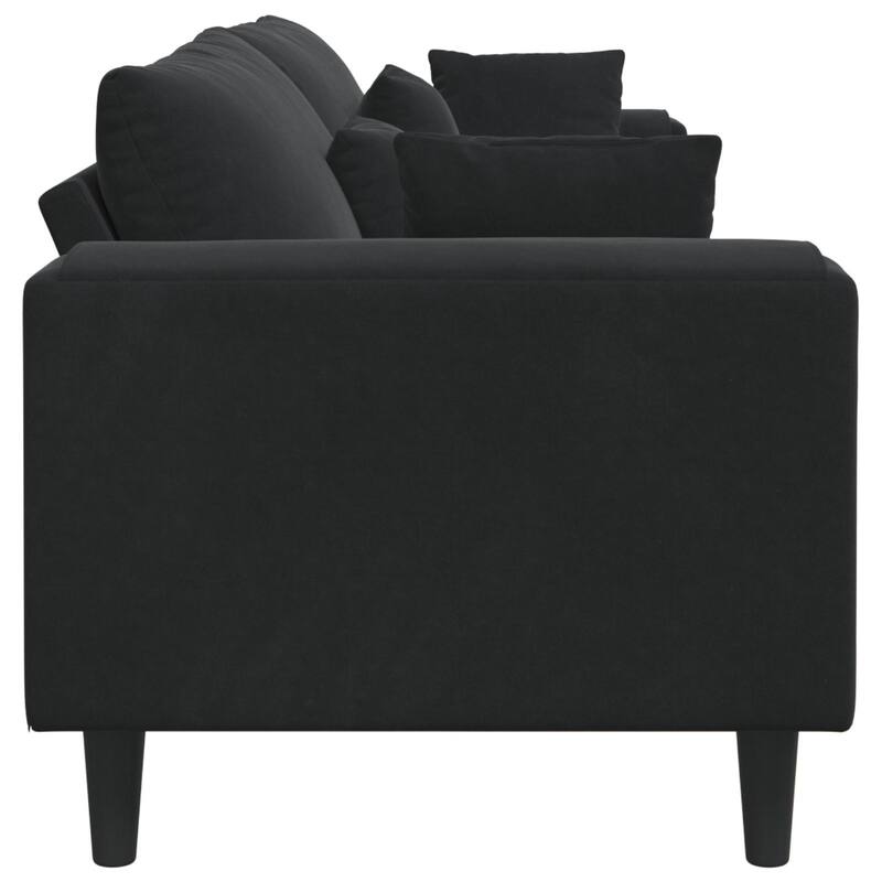 vidaXL Velvet Sofa with Cushion with Pillow Black/Dark Grey 208 cm Velvet