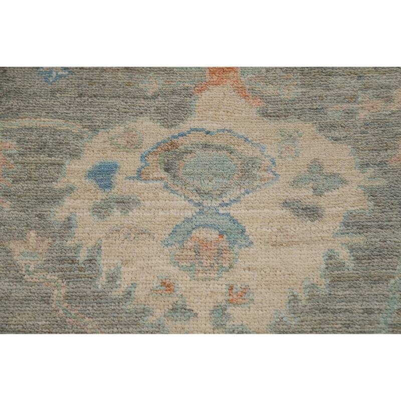 Hand Knotted Oriental 100% Wool Carpet Transitional All-Over Greys & Charcoal Oushak Area Rug - 6' 10'' X 5' 0''