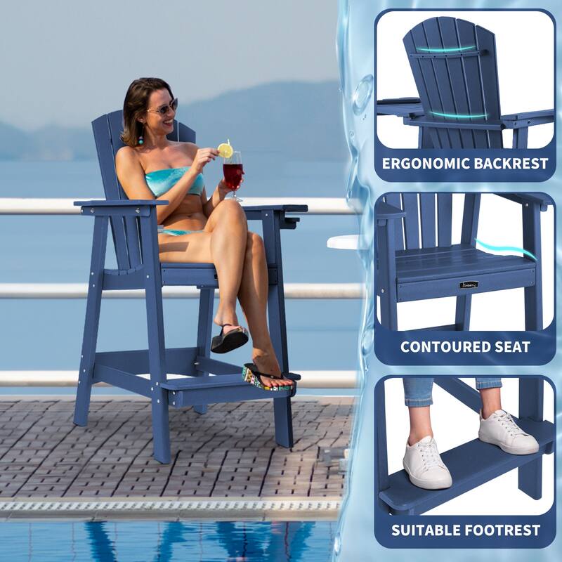 Vrakae Tall Adirondack Bar Stool Chair with Connecting Tray