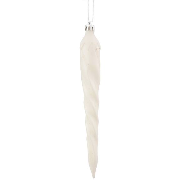 Shop Set Of 8 White Glitter Spiral Icicle Shatterproof Christmas