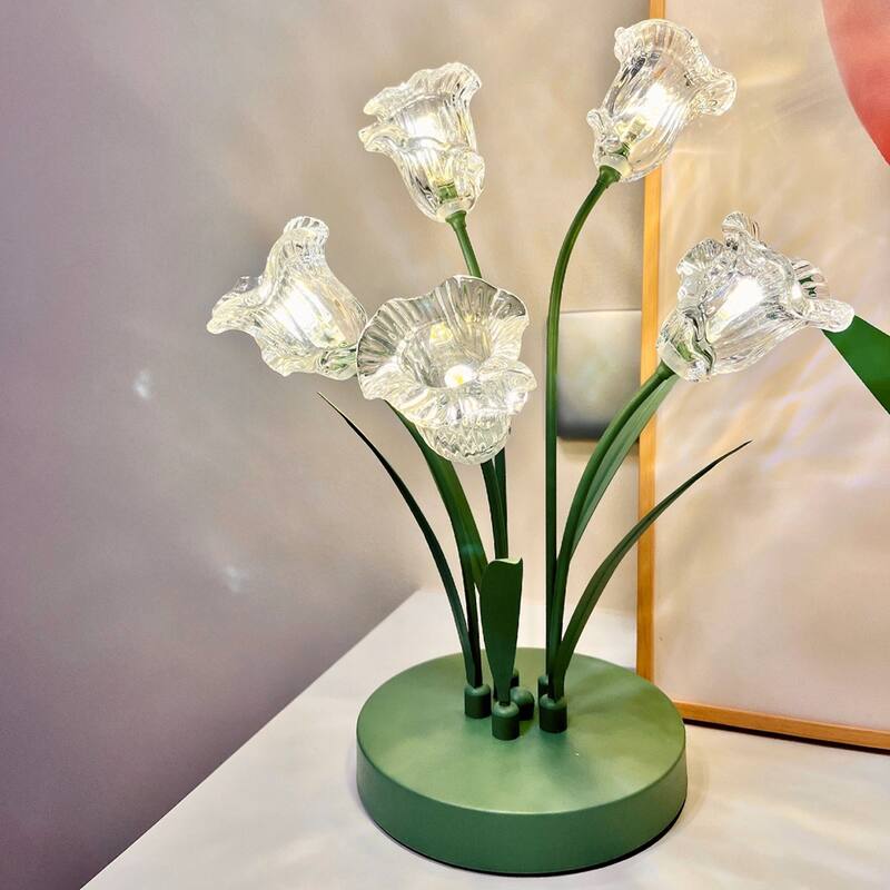 Bell Orchid Flower Table Lamp - Green