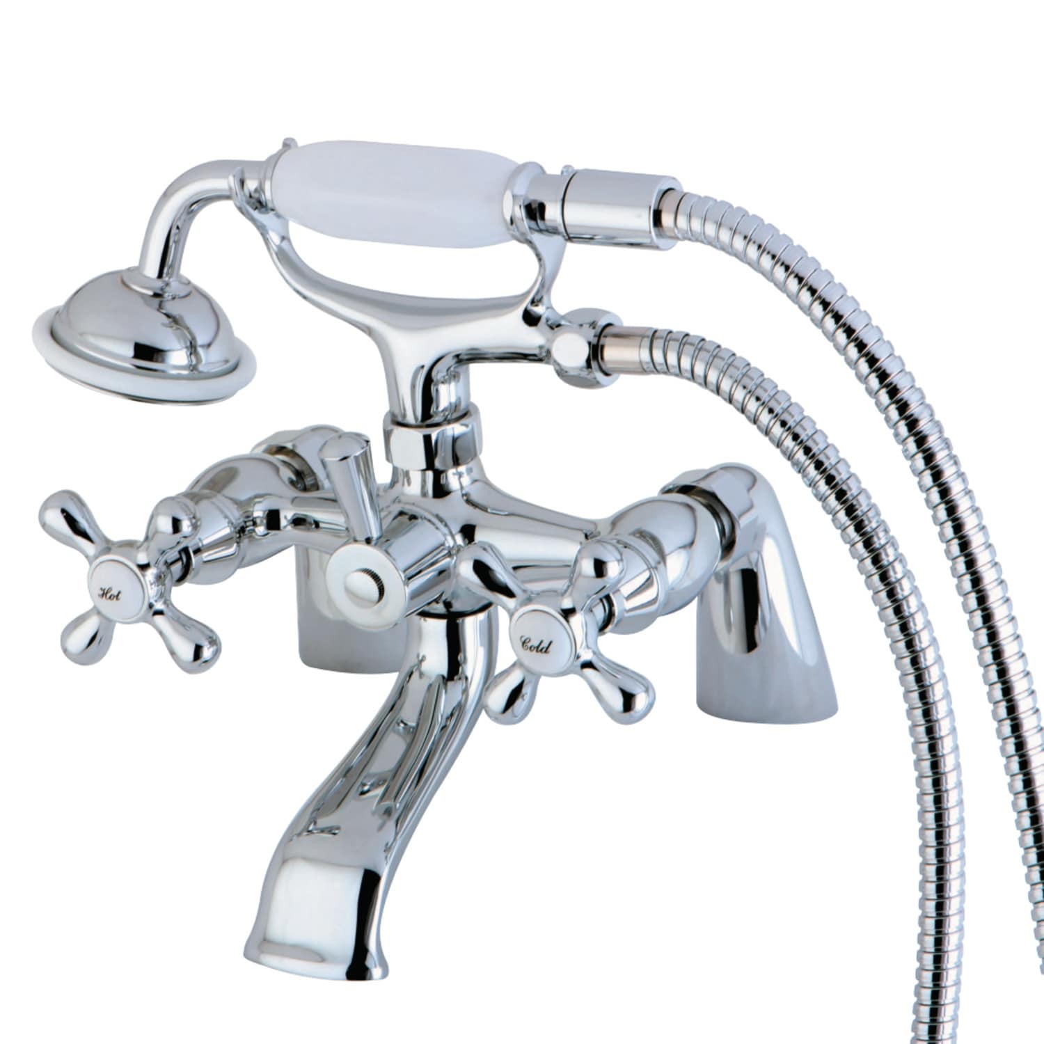 Kingston Brass Deck Mount Clawfoot Tub Faucet with Hand Shower in Matte Black