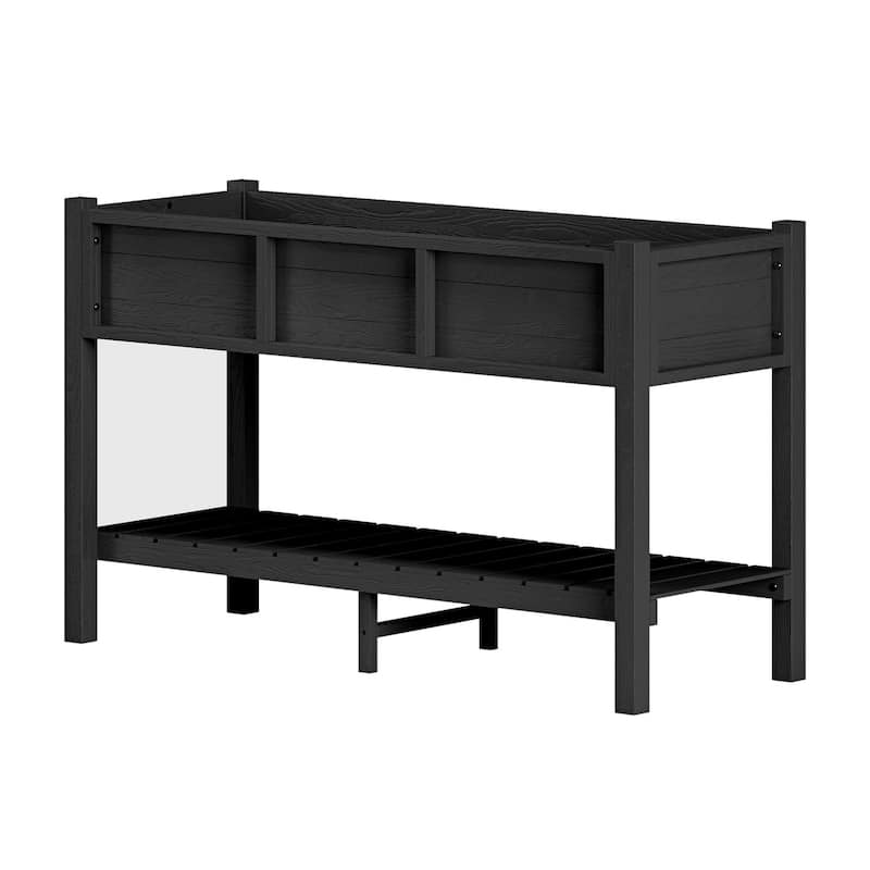 Rectangular Double-Deck Garden Planter Box Raised Garden Bed for Outdoor