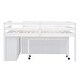 preview thumbnail 103 of 144, Twin/Full Size Low Loft Bed with Retractable Writing Desk and 4 Drawers, Wooden Loft Bedframe w/ Lateral Portable Desk & Shelves