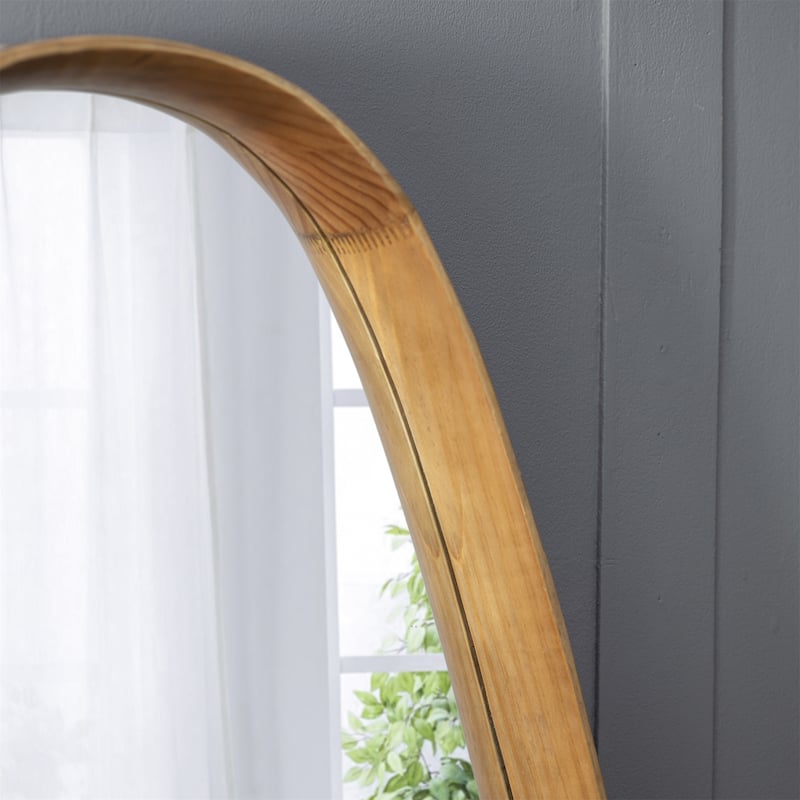 Irrgular Wall Mirror with Wood Frame