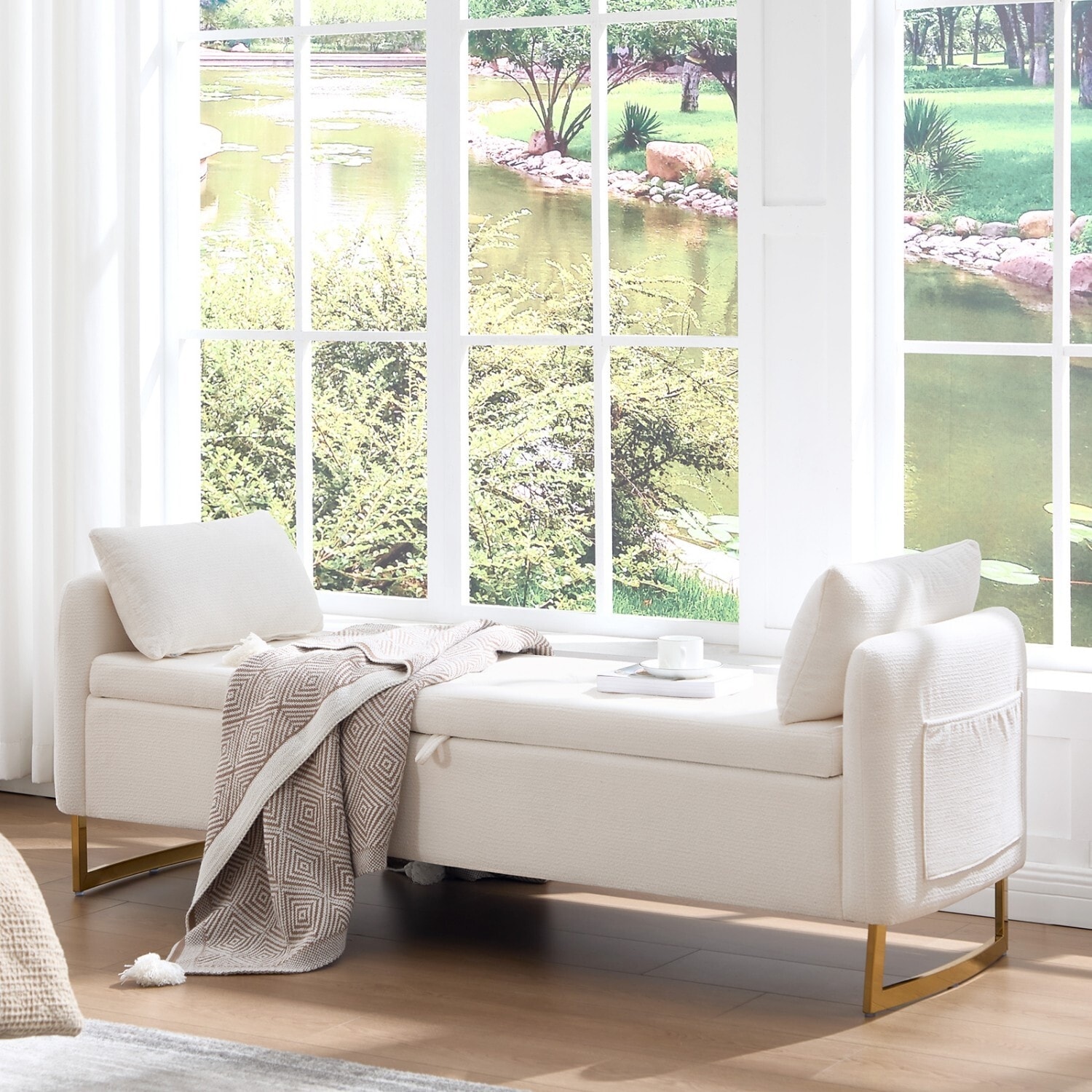 HOMYKA 60" Storage Ottoman Bench