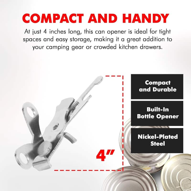 Chef Craft 4" Long Butterfly Manual Can Opener - Compact Size for Camping or Taking with a Lunch