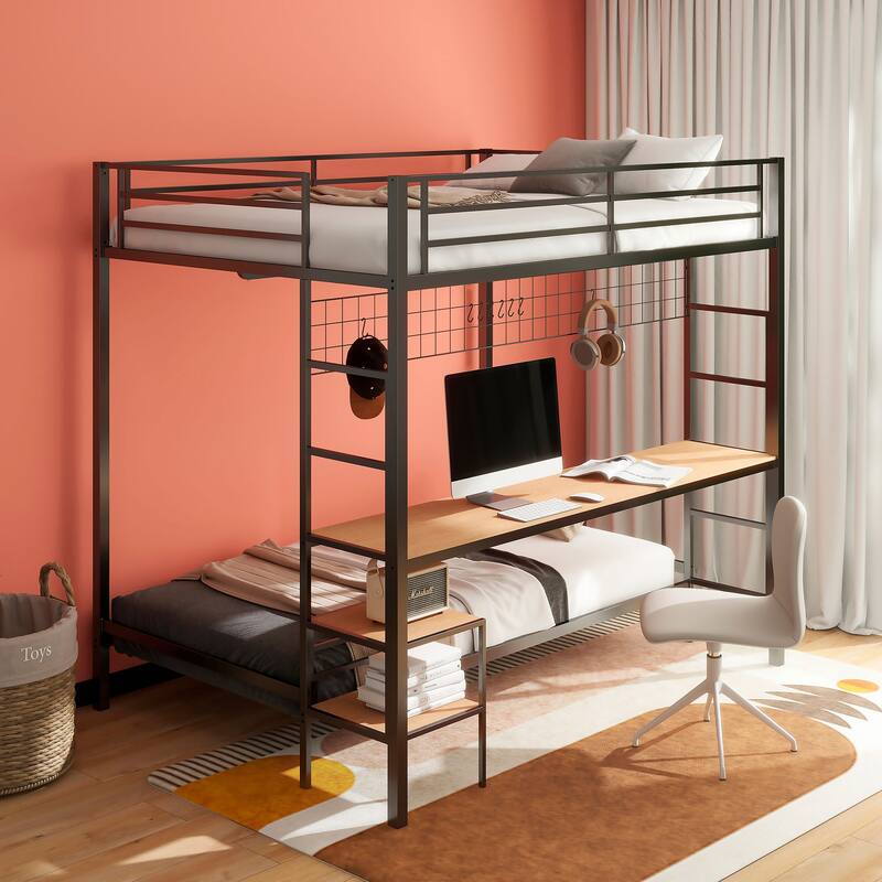 Alevera Metal Bunk Bed with Ladder