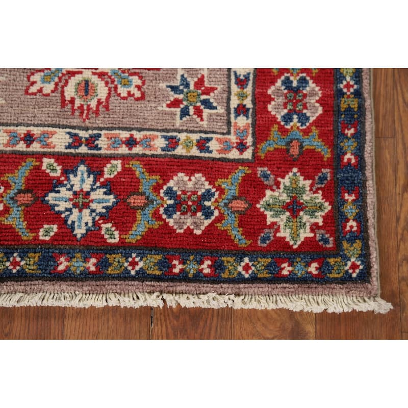 Geometric Kazak Oriental Accent Rug Hand-Knotted Wool Carpet - 2'0" x 3'0"