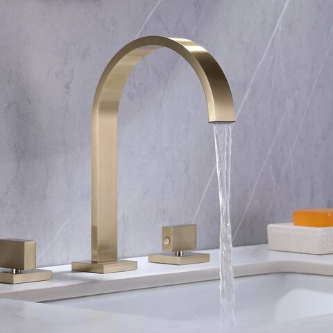 Brushed Gold 8 in. Widespread Double Handles Bathroom Faucet