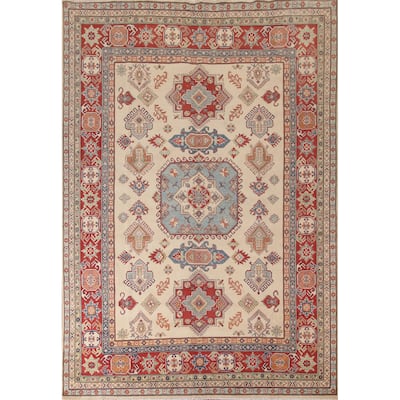 Geometric Kazak Oriental Area Rug Hand-Knotted Traditional Wool Carpet - 8'5"x 11'4"