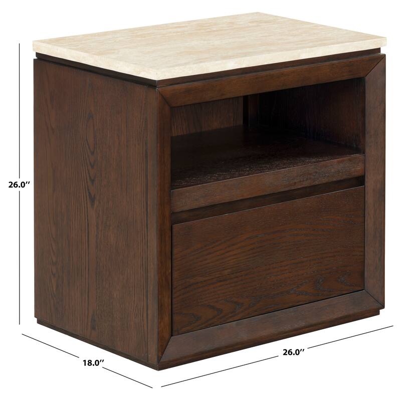 SAFAVIEH Couture Alaura Travertine Top Nightstand