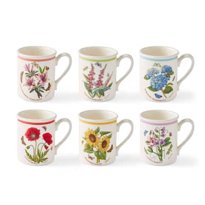 Portmeirion Botanic Garden Set of 6 Meadow Breakfast Mugs - 8.5 oz