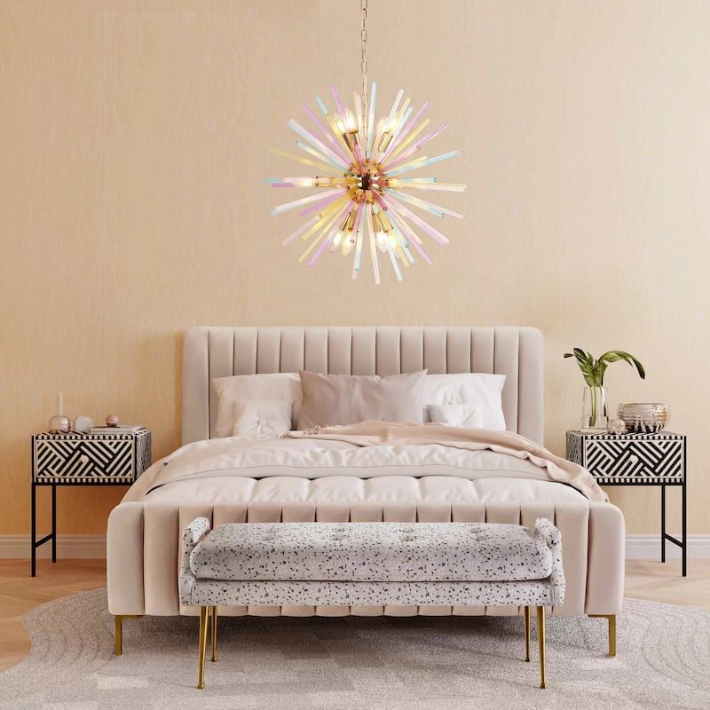12-Light Modern Glam Sputnik Chandelier for Dining Room Starburst Firework Pendant Light - 22 in. W x 22 in. H
