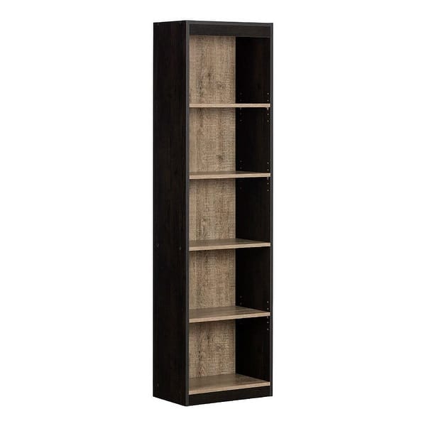 Shop Modern 69 Inch Tall Skinny 5 Shelf Bookcase In Black Oak