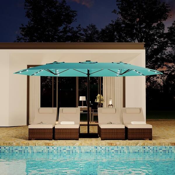 at leisure patio umbrellas 15FT Patio Umbrella with Solar Lights and Crank Handle,Base Included - Bed  Bath & Beyond