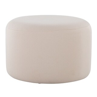 Puf Rond Beige Large Round Pouf in Knitted Beige Fabric by LumiSource - Bed Bath ...