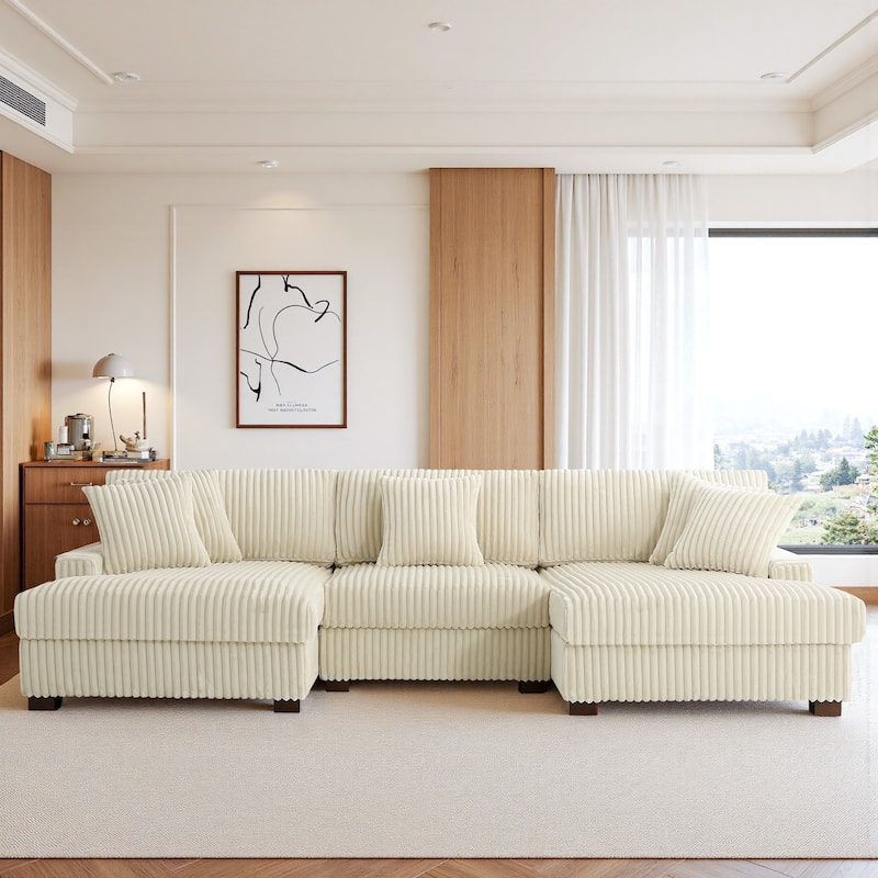 118.4"W Plush Modular Sectional Sofa with Pillows