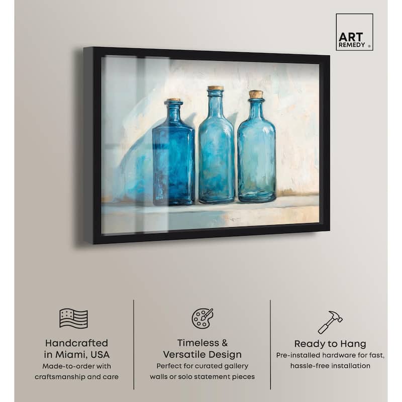 Three Blue Bottles Shadowbox by Art Remedy