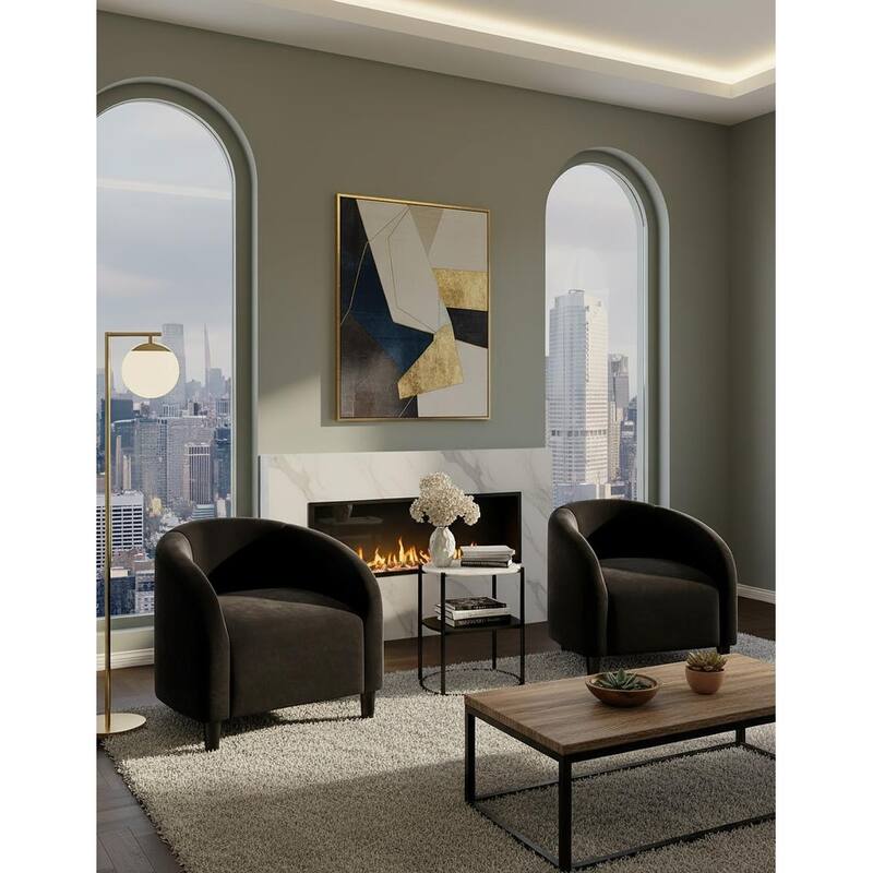 Boucle Fabric Barrel Chairs, with Soft Cushion