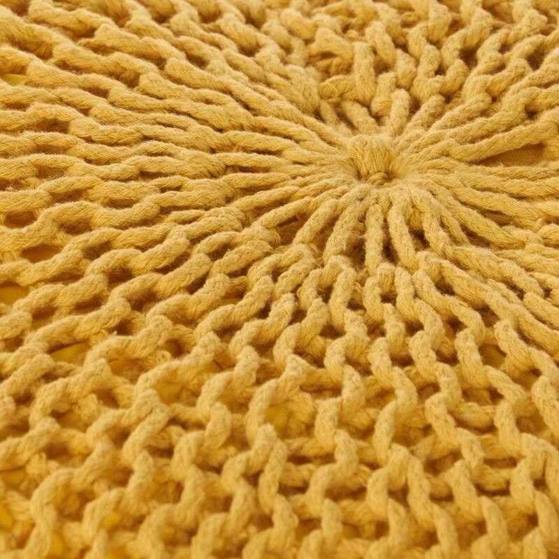 Bordeaux Knitted Cotton Round Pouf,Comfortable choice, multiple functions, classic design, and cozy corners