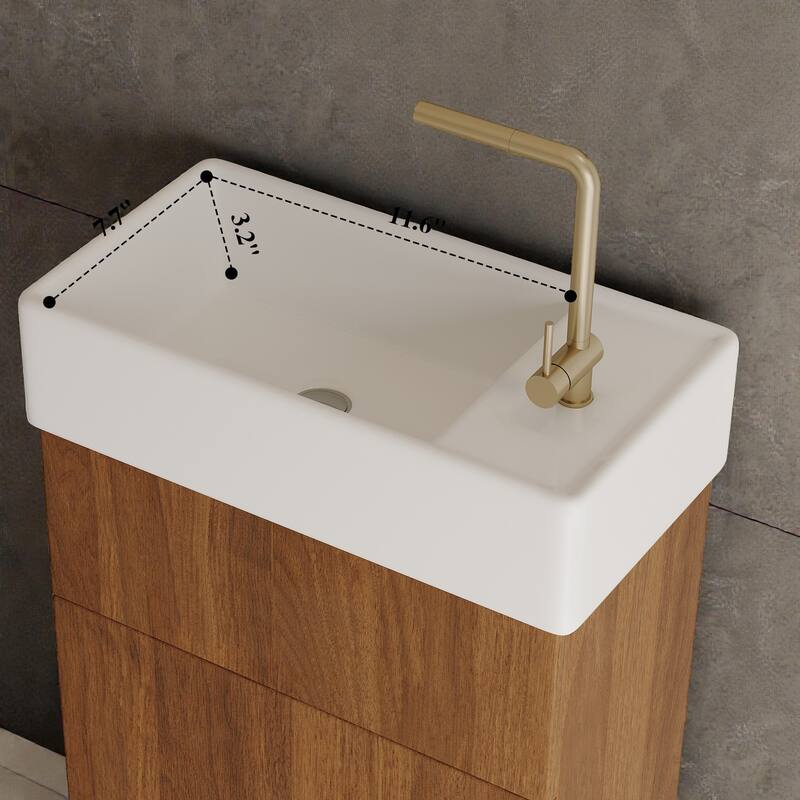 16.5" Floating Bathroom Vanity with Integrated Ceramic Sink, Wall Mounted Vanity with Storage, Modern Design
