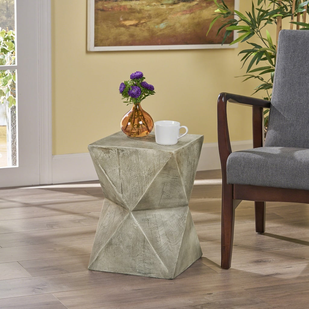 Waylon Outdoor Light-Weight Concrete Side Table by Christopher Knight Home