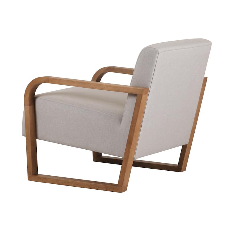 Modrest Sada Mid-Century Modern Beige Linen & Chestnut Accent Chair